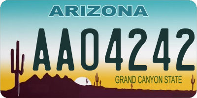 AZ license plate AAO4242