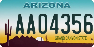 AZ license plate AAO4356