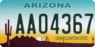 AZ license plate AAO4367
