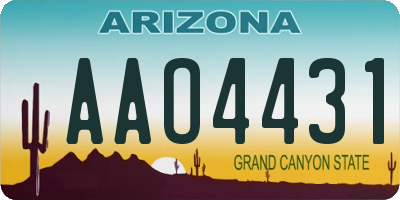 AZ license plate AAO4431