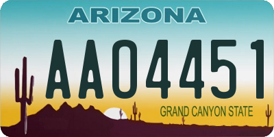 AZ license plate AAO4451