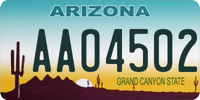 AZ license plate AAO4502