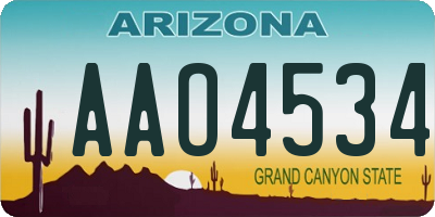 AZ license plate AAO4534