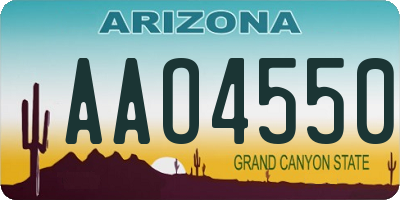 AZ license plate AAO4550