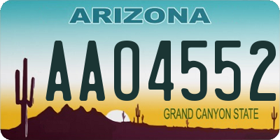 AZ license plate AAO4552