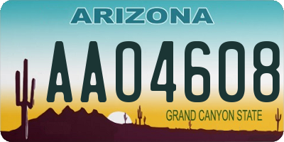AZ license plate AAO4608
