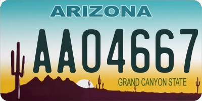 AZ license plate AAO4667