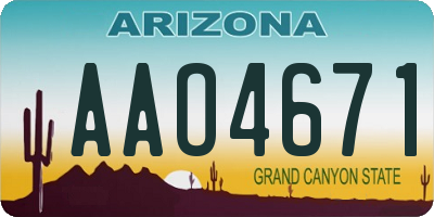 AZ license plate AAO4671