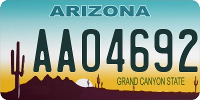 AZ license plate AAO4692