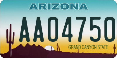 AZ license plate AAO4750