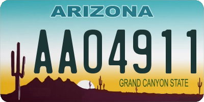 AZ license plate AAO4911