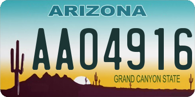 AZ license plate AAO4916