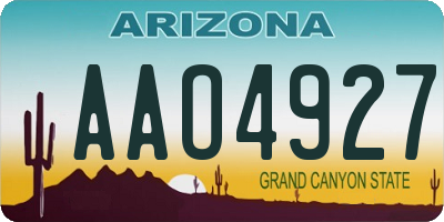 AZ license plate AAO4927