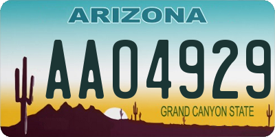 AZ license plate AAO4929