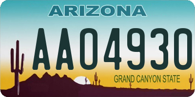 AZ license plate AAO4930