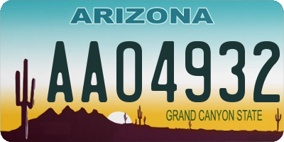 AZ license plate AAO4932