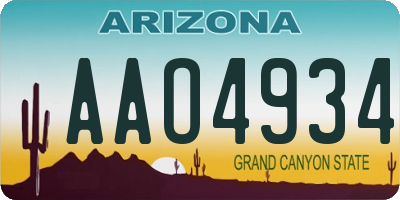 AZ license plate AAO4934