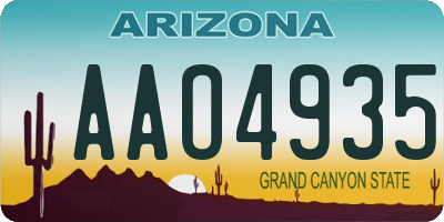 AZ license plate AAO4935