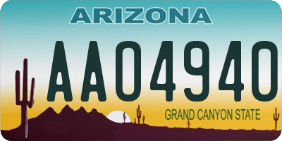 AZ license plate AAO4940
