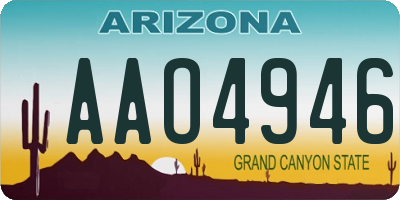 AZ license plate AAO4946