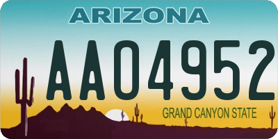AZ license plate AAO4952