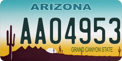AZ license plate AAO4953