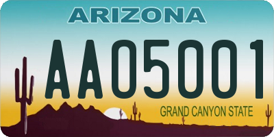 AZ license plate AAO5001