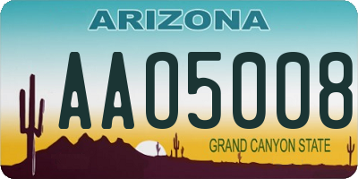 AZ license plate AAO5008
