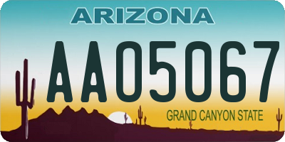 AZ license plate AAO5067