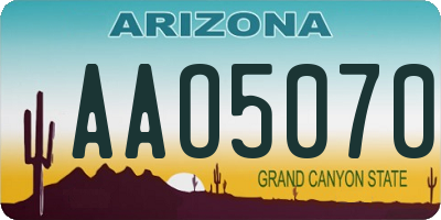 AZ license plate AAO5070