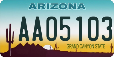 AZ license plate AAO5103