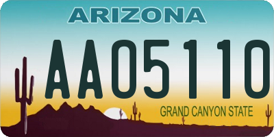 AZ license plate AAO5110