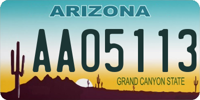 AZ license plate AAO5113