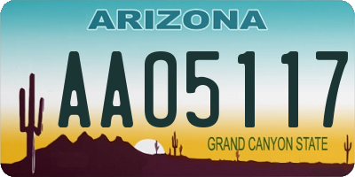 AZ license plate AAO5117