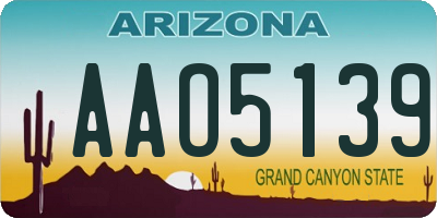 AZ license plate AAO5139