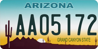 AZ license plate AAO5172