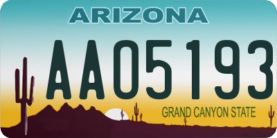 AZ license plate AAO5193