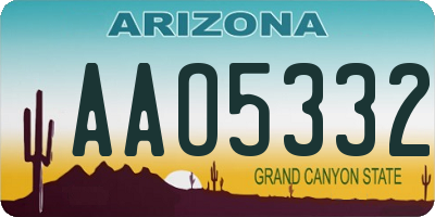 AZ license plate AAO5332