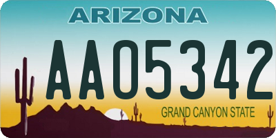 AZ license plate AAO5342