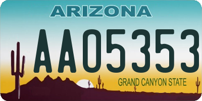 AZ license plate AAO5353