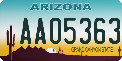 AZ license plate AAO5363