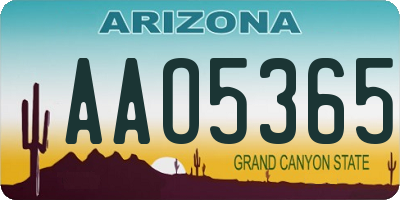 AZ license plate AAO5365
