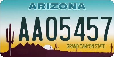 AZ license plate AAO5457
