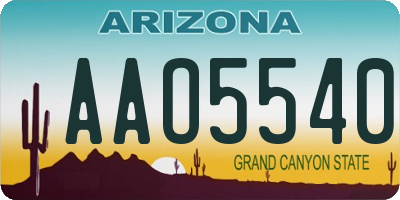 AZ license plate AAO5540