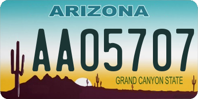 AZ license plate AAO5707