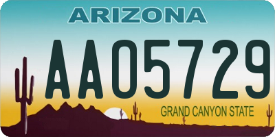 AZ license plate AAO5729