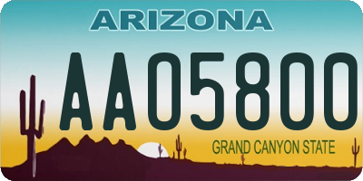 AZ license plate AAO5800