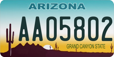 AZ license plate AAO5802
