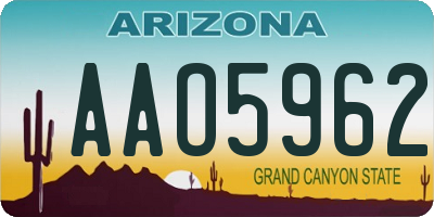 AZ license plate AAO5962