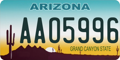AZ license plate AAO5996